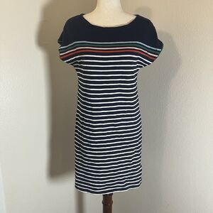 Boden Sz 4P Paulina T Shirt Dress Cap Sleeve Shift Stripe Knee Length Casual